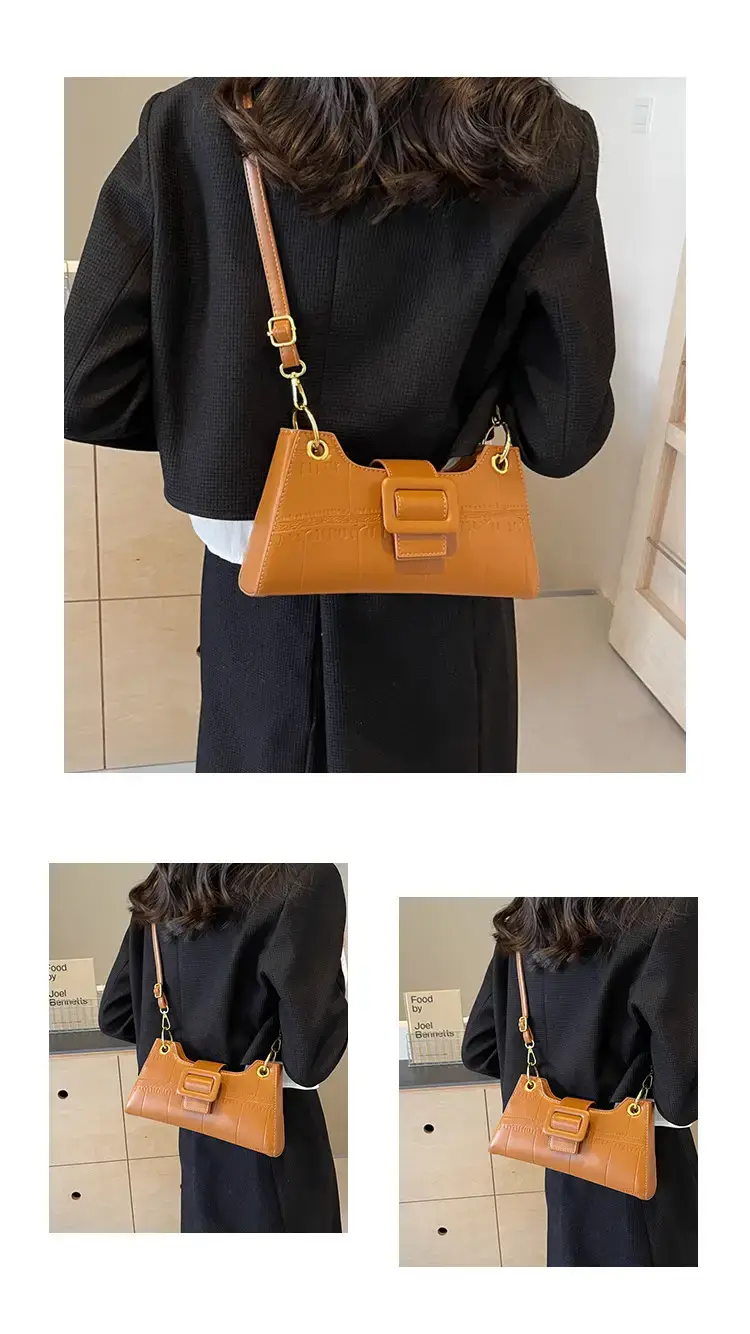 Women's White One-Shoulder Stone Pattern Handbag — feature 14