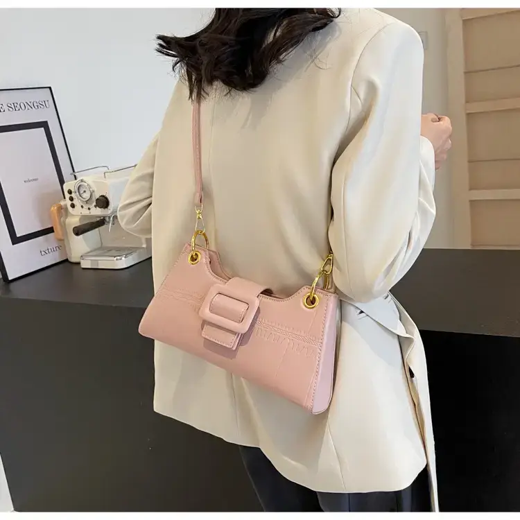 Women's White One-Shoulder Stone Pattern Handbag — feature 23