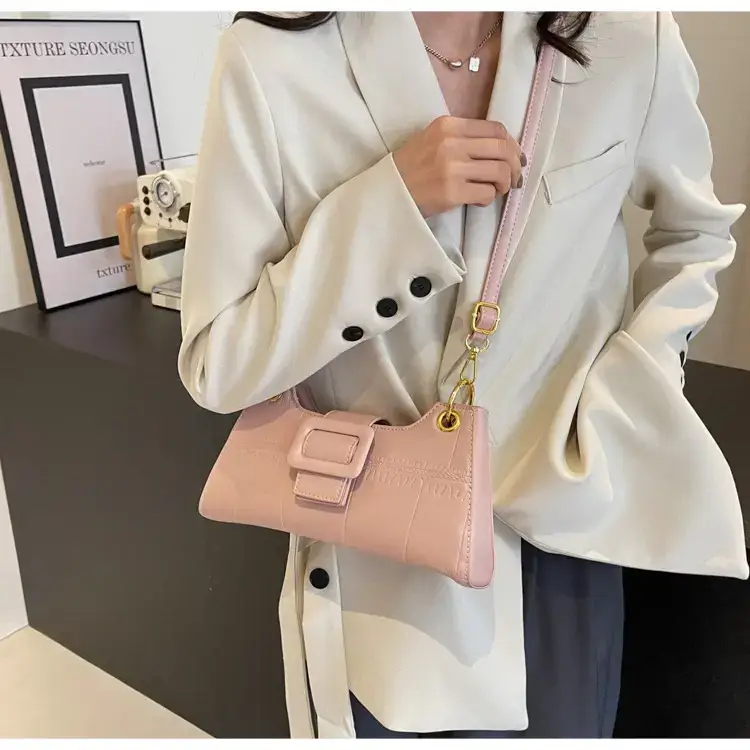 Women's White One-Shoulder Stone Pattern Handbag — feature 24