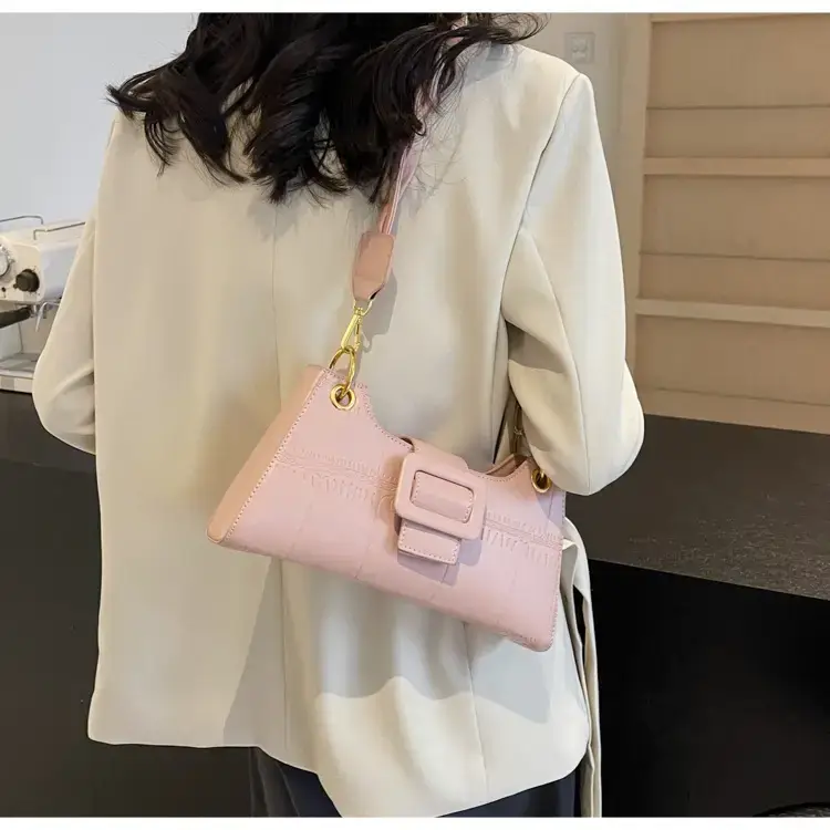 Women's White One-Shoulder Stone Pattern Handbag — feature 26