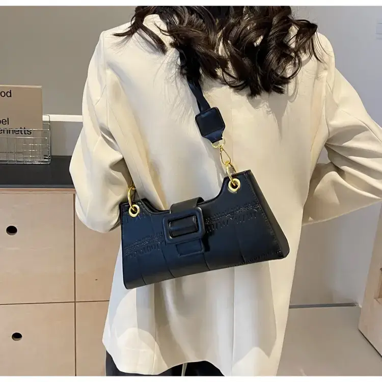 Women's White One-Shoulder Stone Pattern Handbag — feature 28