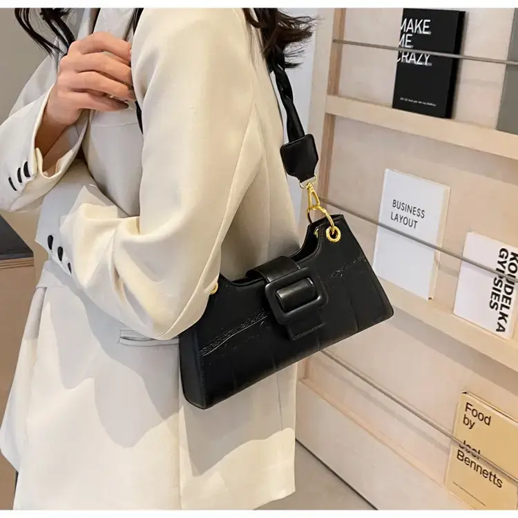 Women's White One-Shoulder Stone Pattern Handbag — feature 29