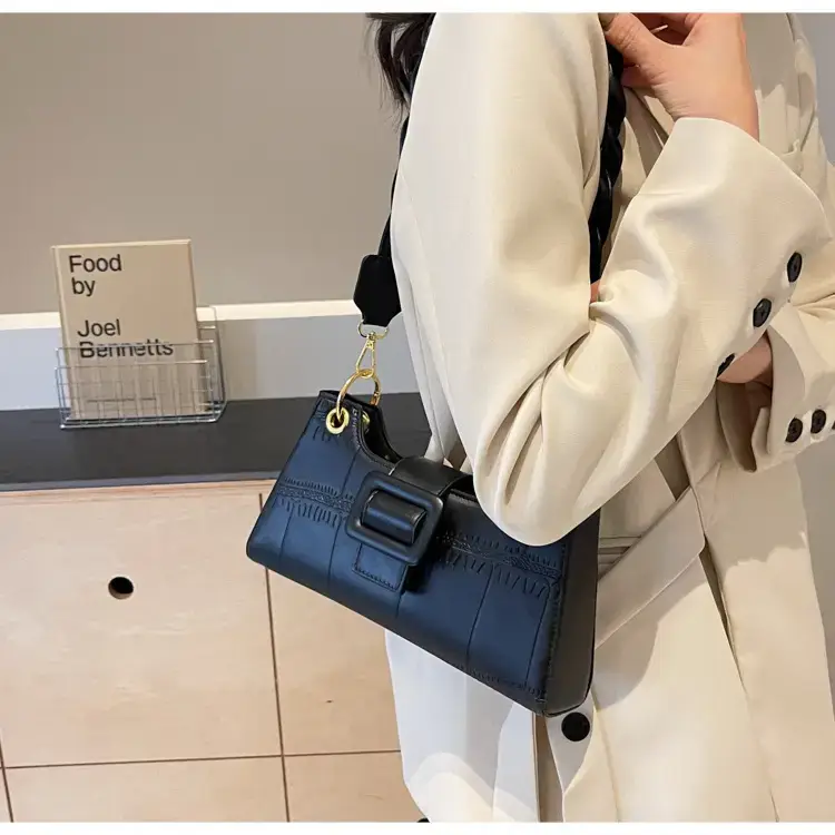Women's White One-Shoulder Stone Pattern Handbag — feature 31
