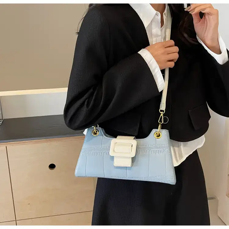 Women's White One-Shoulder Stone Pattern Handbag — feature 32