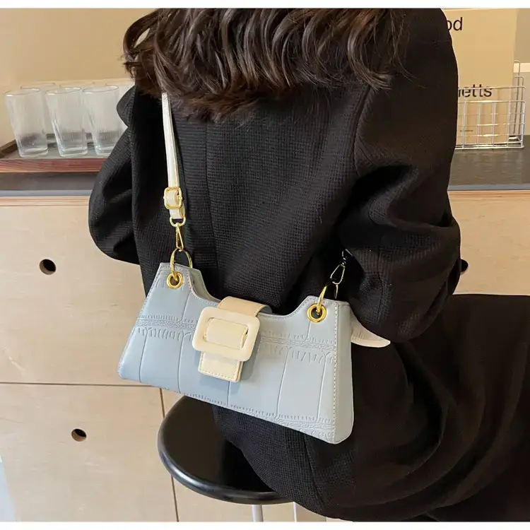 Women's White One-Shoulder Stone Pattern Handbag — feature 33