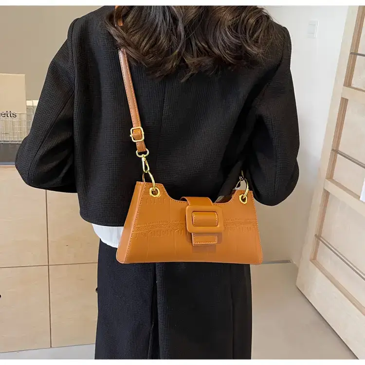 Women's White One-Shoulder Stone Pattern Handbag — feature 34
