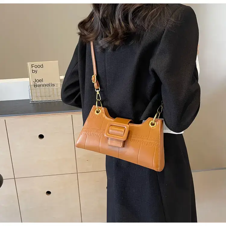 Women's White One-Shoulder Stone Pattern Handbag — feature 35