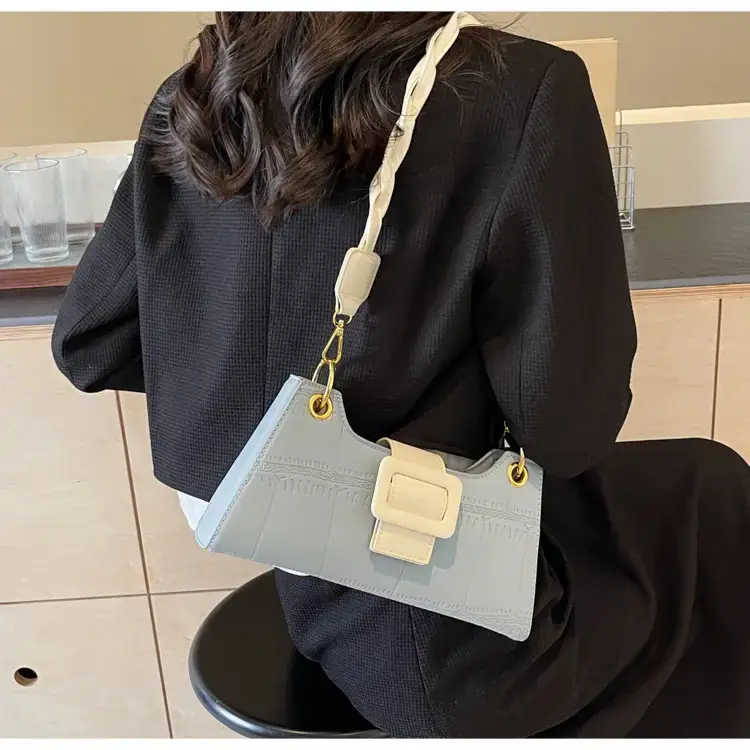 Women's White One-Shoulder Stone Pattern Handbag — feature 37