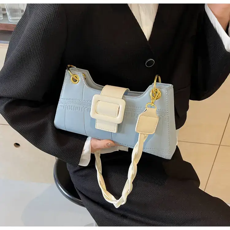 Women's White One-Shoulder Stone Pattern Handbag — feature 39
