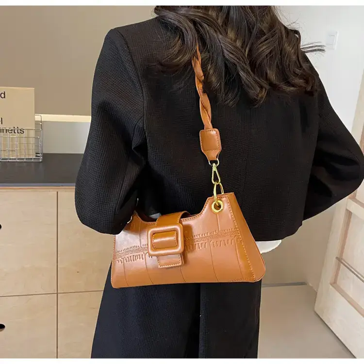 Women's White One-Shoulder Stone Pattern Handbag — feature 40