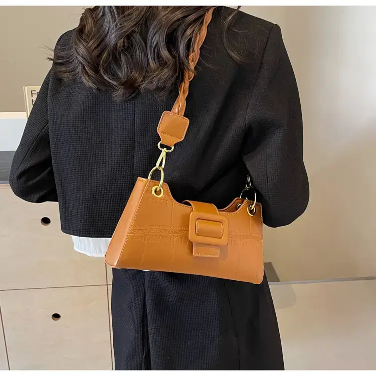 Women's White One-Shoulder Stone Pattern Handbag — feature 41
