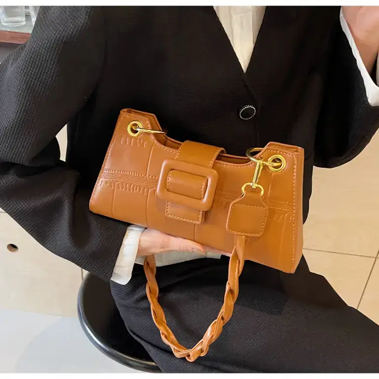 Women's White One-Shoulder Stone Pattern Handbag — feature 42