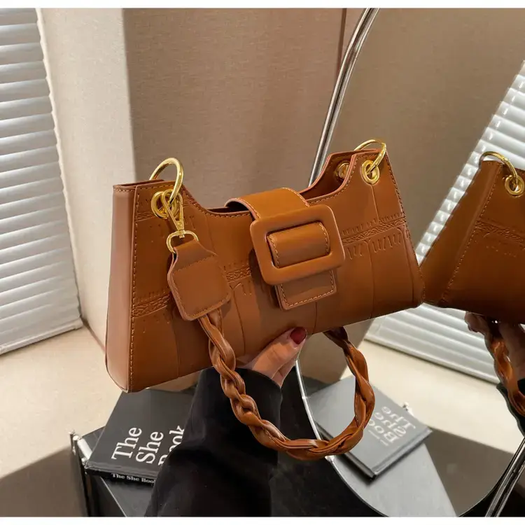 Women's White One-Shoulder Stone Pattern Handbag — feature 43