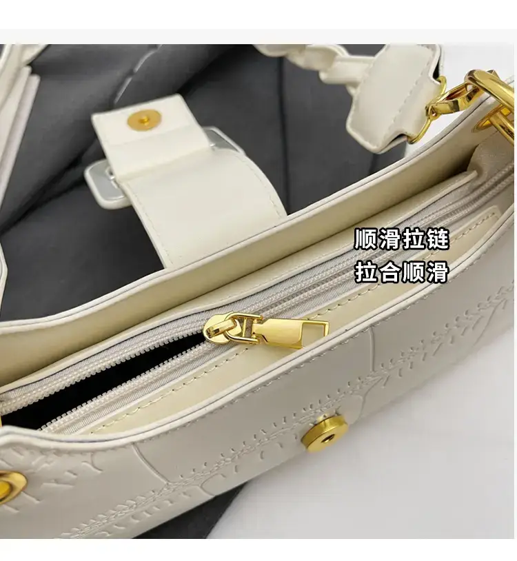 Women's White One-Shoulder Stone Pattern Handbag — feature 5