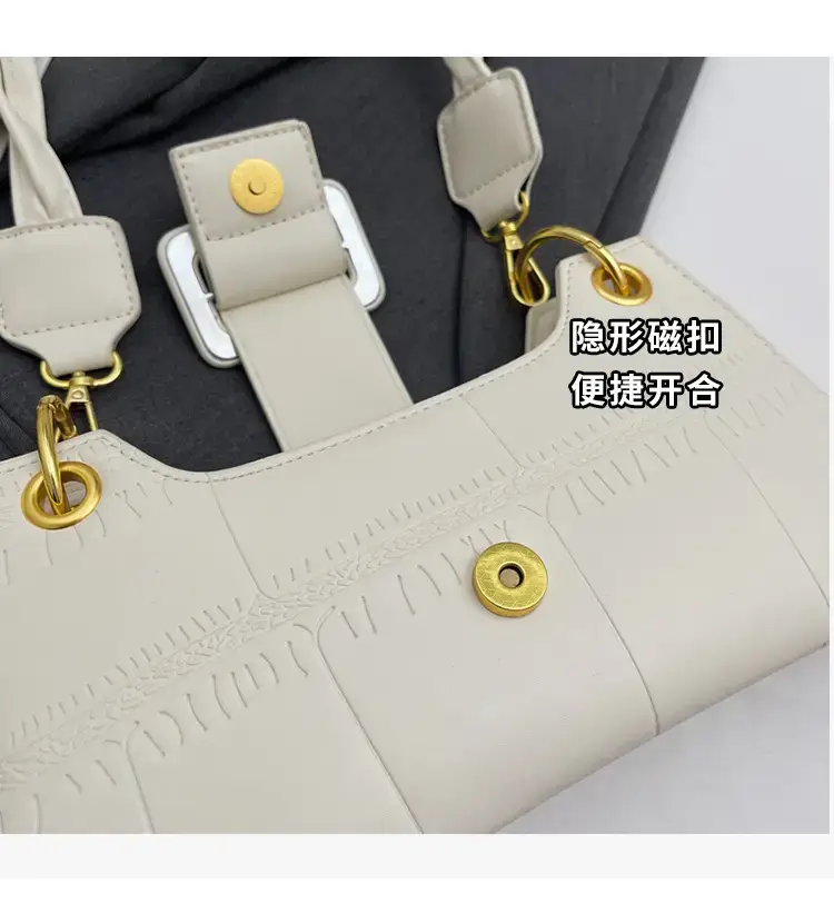 Women's White One-Shoulder Stone Pattern Handbag — feature 6