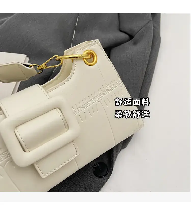 Women's White One-Shoulder Stone Pattern Handbag — feature 7