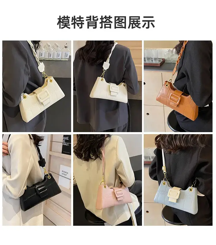 Women's White One-Shoulder Stone Pattern Handbag — feature 9