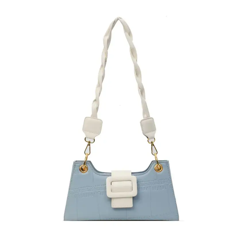 Women's White One-Shoulder Stone Pattern Handbag