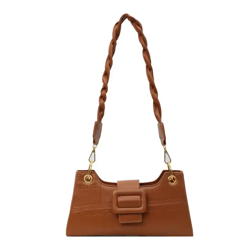 Women's White One-Shoulder Stone Pattern Handbag
