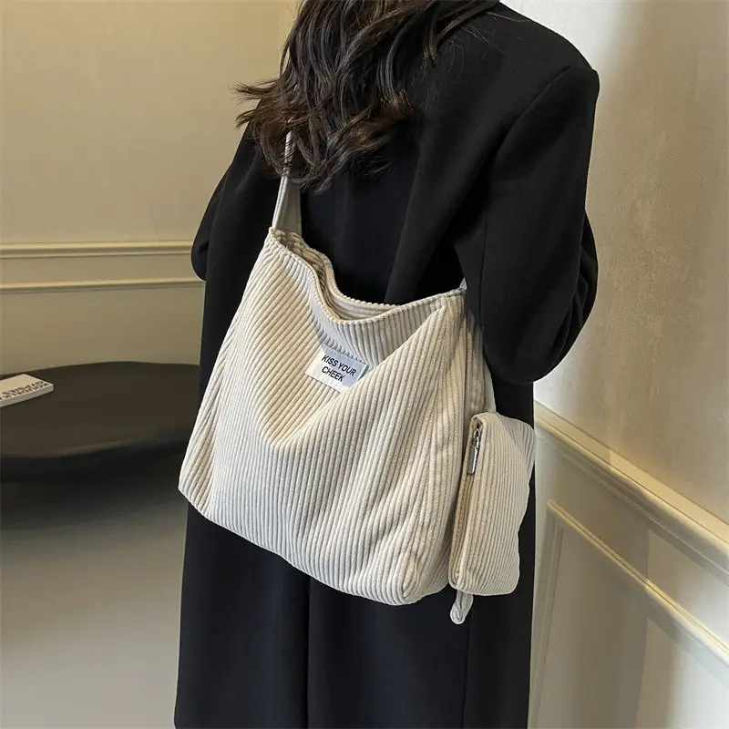 Women's Large Capacity Corduroy Canvas Tote Bag - Image 4