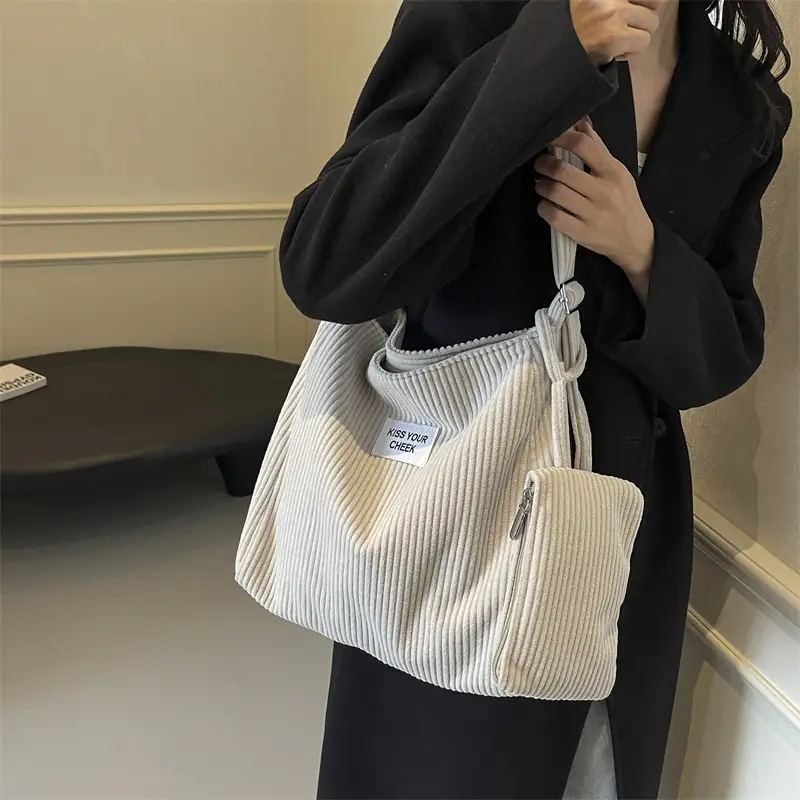 Women's Large Capacity Corduroy Canvas Tote Bag - Image 6