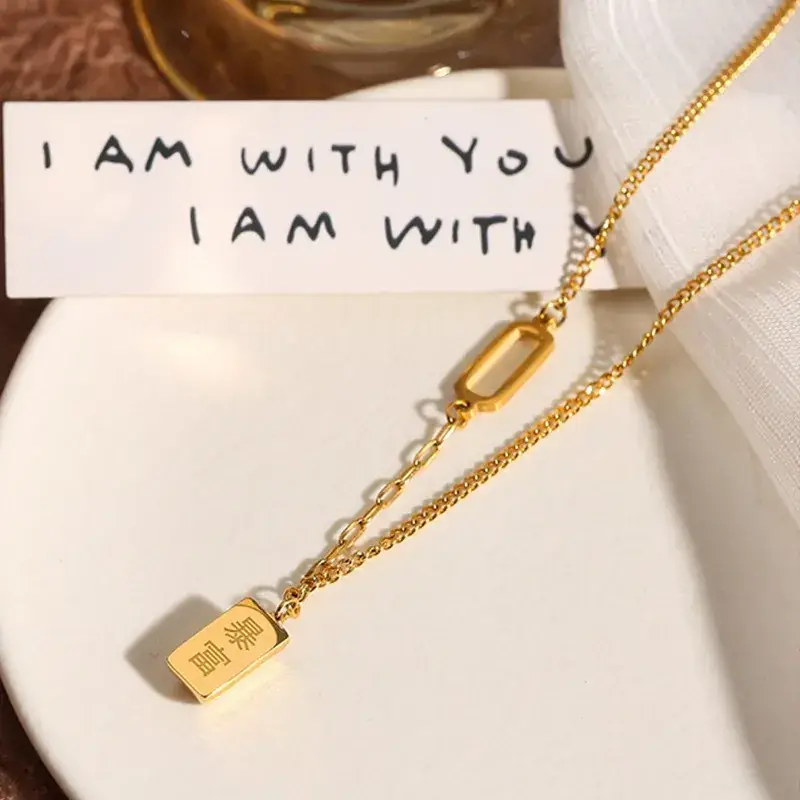Gold Rectangular Necklace for Women with Sense Brand - Image 5