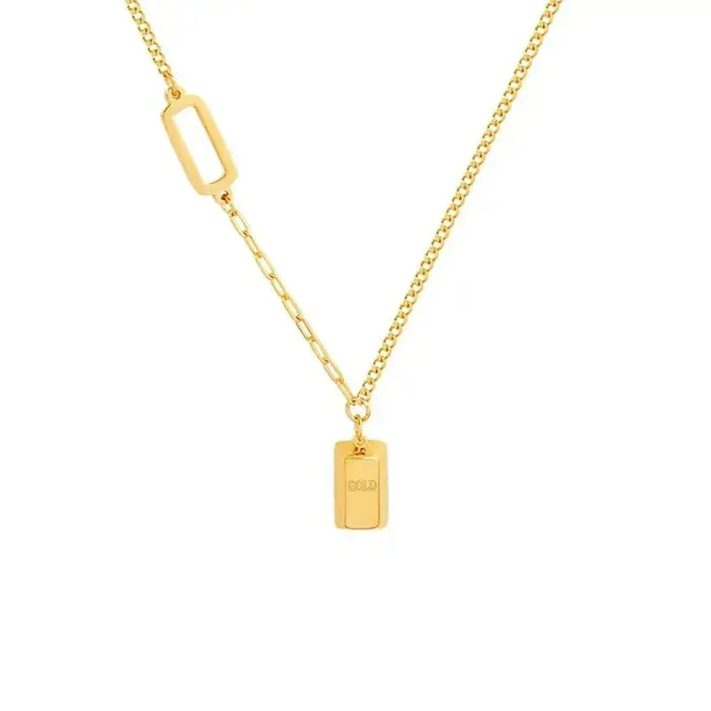 Gold Rectangular Necklace for Women with Sense Brand - Image 6