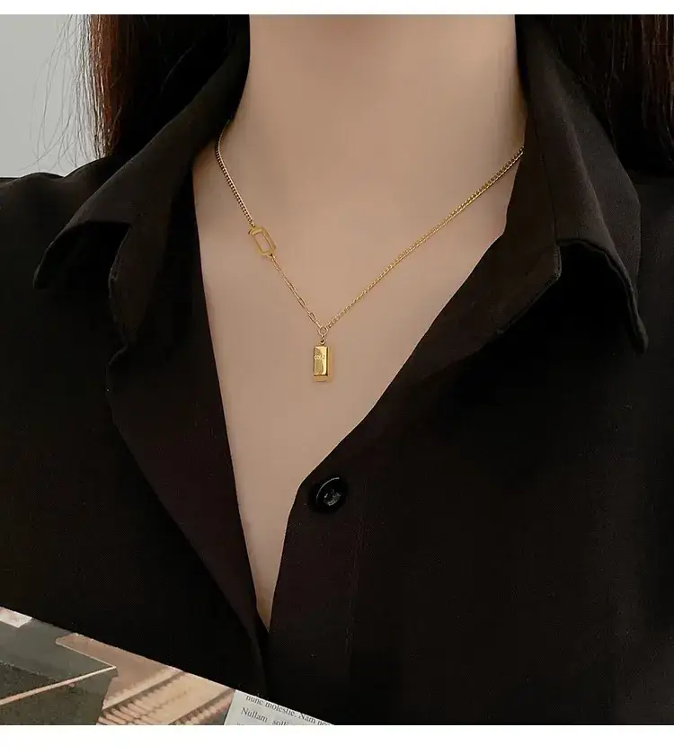 Gold Rectangular Necklace for Women with Sense Brand — feature 1