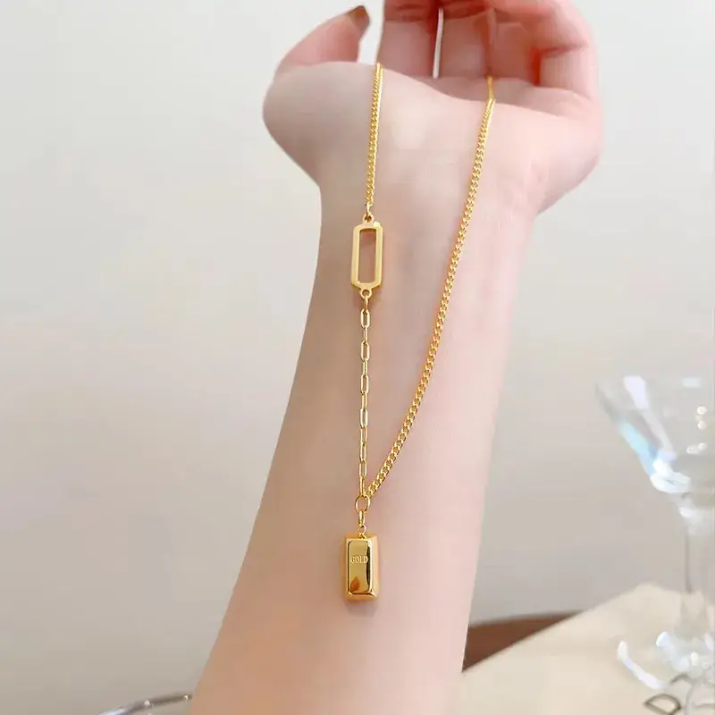 Gold Rectangular Necklace for Women with Sense Brand — feature 4