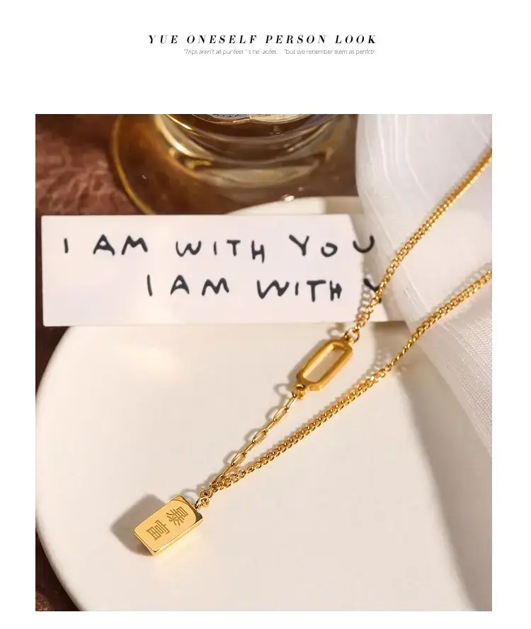 Gold Rectangular Necklace for Women with Sense Brand — feature 6