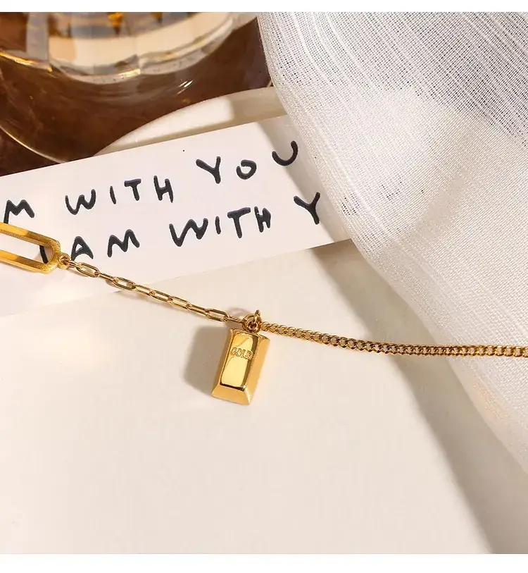 Gold Rectangular Necklace for Women with Sense Brand — feature 7