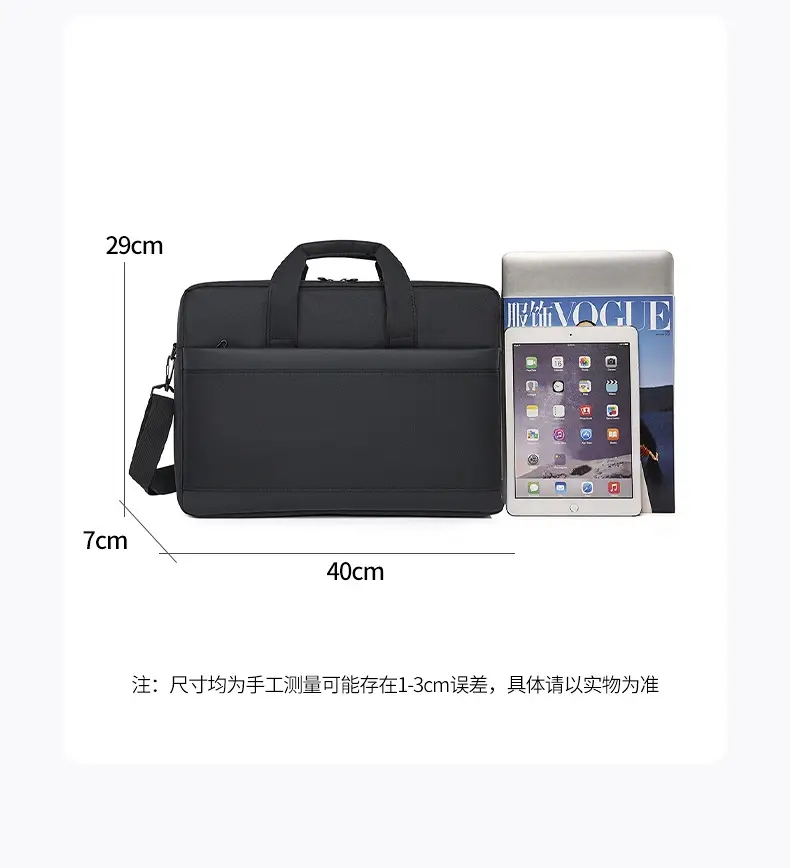 Men's Black Business Shoulder Crossbody Bag 24" — feature 10