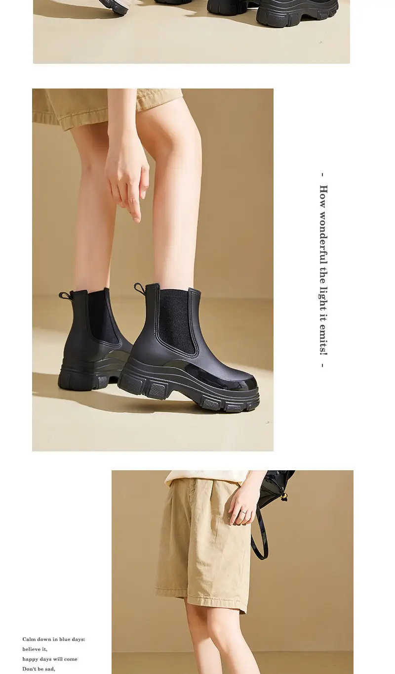 Cross-Border Fashion Rain Boots for Women 2026 New Model Rain Boots Height-Increasing Waterproof Shoes Chelsea Short Boots Outdoor Non-Slip Rain Boots — feature 12