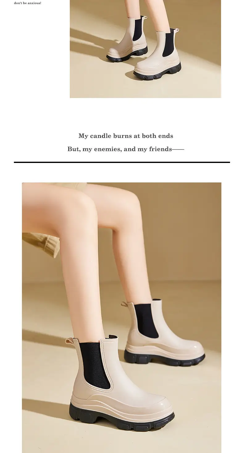 Cross-Border Fashion Rain Boots for Women 2026 New Model Rain Boots Height-Increasing Waterproof Shoes Chelsea Short Boots Outdoor Non-Slip Rain Boots — feature 13