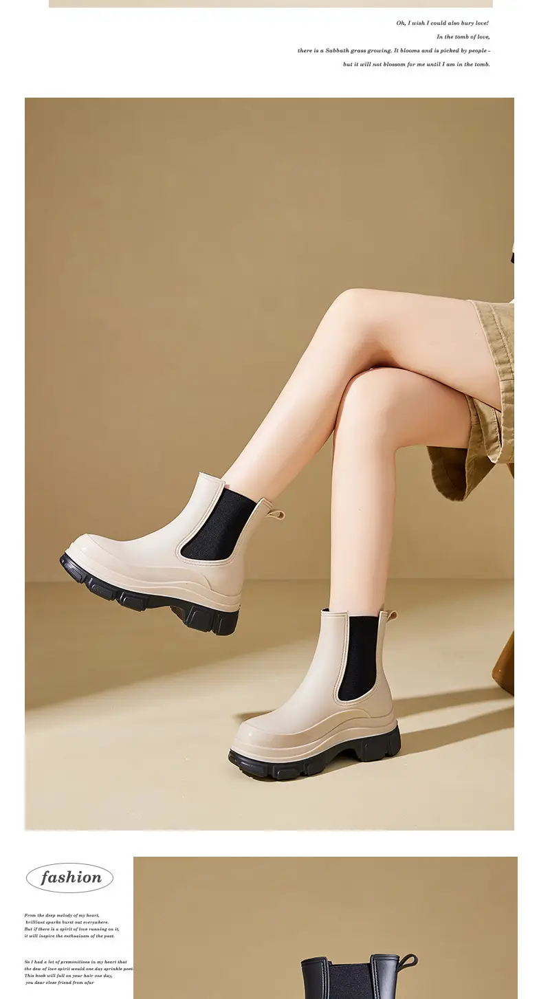 Cross-Border Fashion Rain Boots for Women 2026 New Model Rain Boots Height-Increasing Waterproof Shoes Chelsea Short Boots Outdoor Non-Slip Rain Boots — feature 14