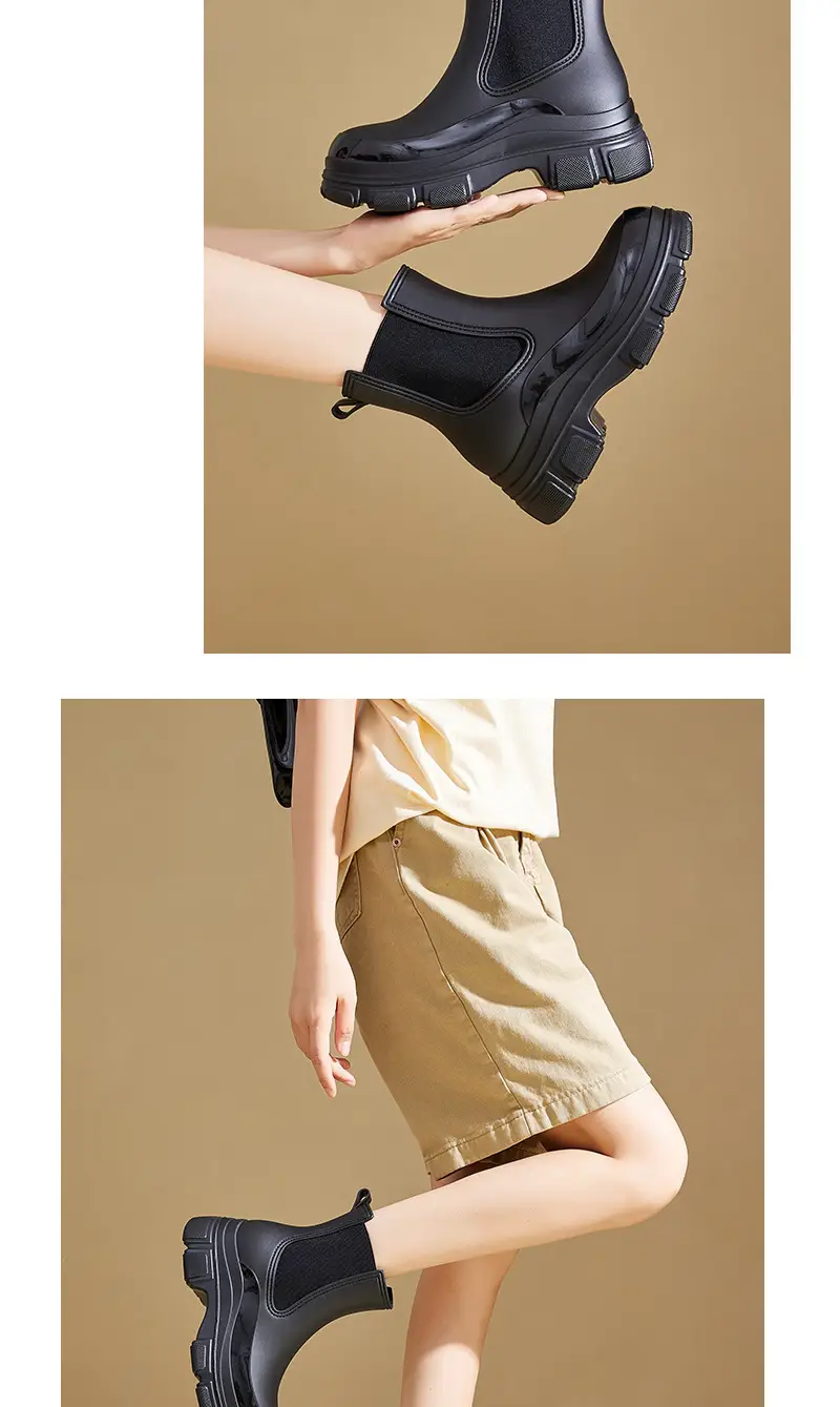 Cross-Border Fashion Rain Boots for Women 2026 New Model Rain Boots Height-Increasing Waterproof Shoes Chelsea Short Boots Outdoor Non-Slip Rain Boots — feature 15