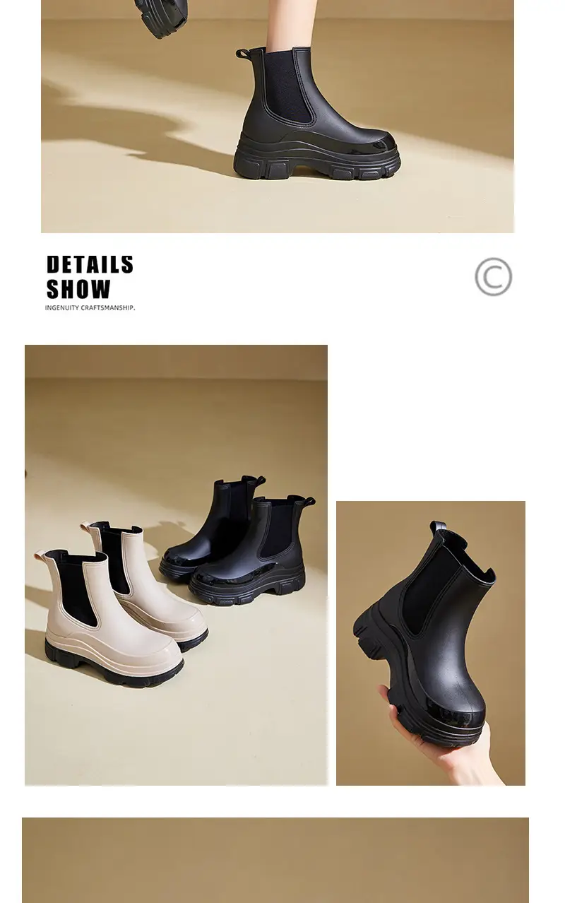 Cross-Border Fashion Rain Boots for Women 2026 New Model Rain Boots Height-Increasing Waterproof Shoes Chelsea Short Boots Outdoor Non-Slip Rain Boots — feature 16