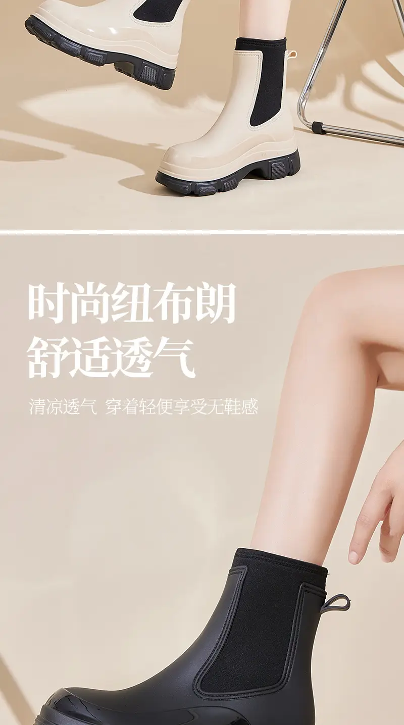 Cross-Border Fashion Rain Boots for Women 2026 New Model Rain Boots Height-Increasing Waterproof Shoes Chelsea Short Boots Outdoor Non-Slip Rain Boots — feature 23