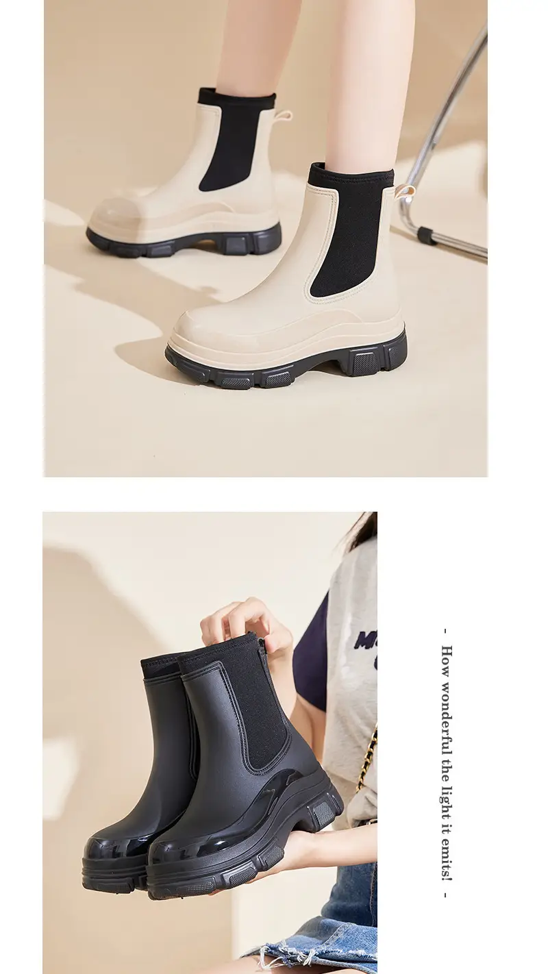 Cross-Border Fashion Rain Boots for Women 2026 New Model Rain Boots Height-Increasing Waterproof Shoes Chelsea Short Boots Outdoor Non-Slip Rain Boots — feature 30