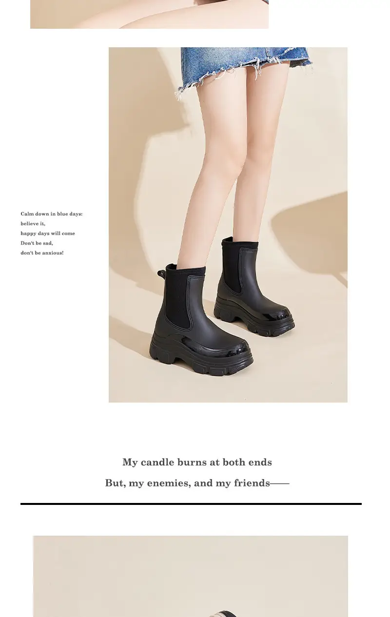 Cross-Border Fashion Rain Boots for Women 2026 New Model Rain Boots Height-Increasing Waterproof Shoes Chelsea Short Boots Outdoor Non-Slip Rain Boots — feature 31