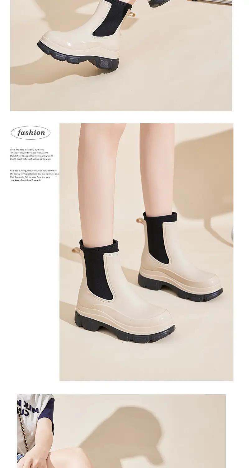Cross-Border Fashion Rain Boots for Women 2026 New Model Rain Boots Height-Increasing Waterproof Shoes Chelsea Short Boots Outdoor Non-Slip Rain Boots — feature 33