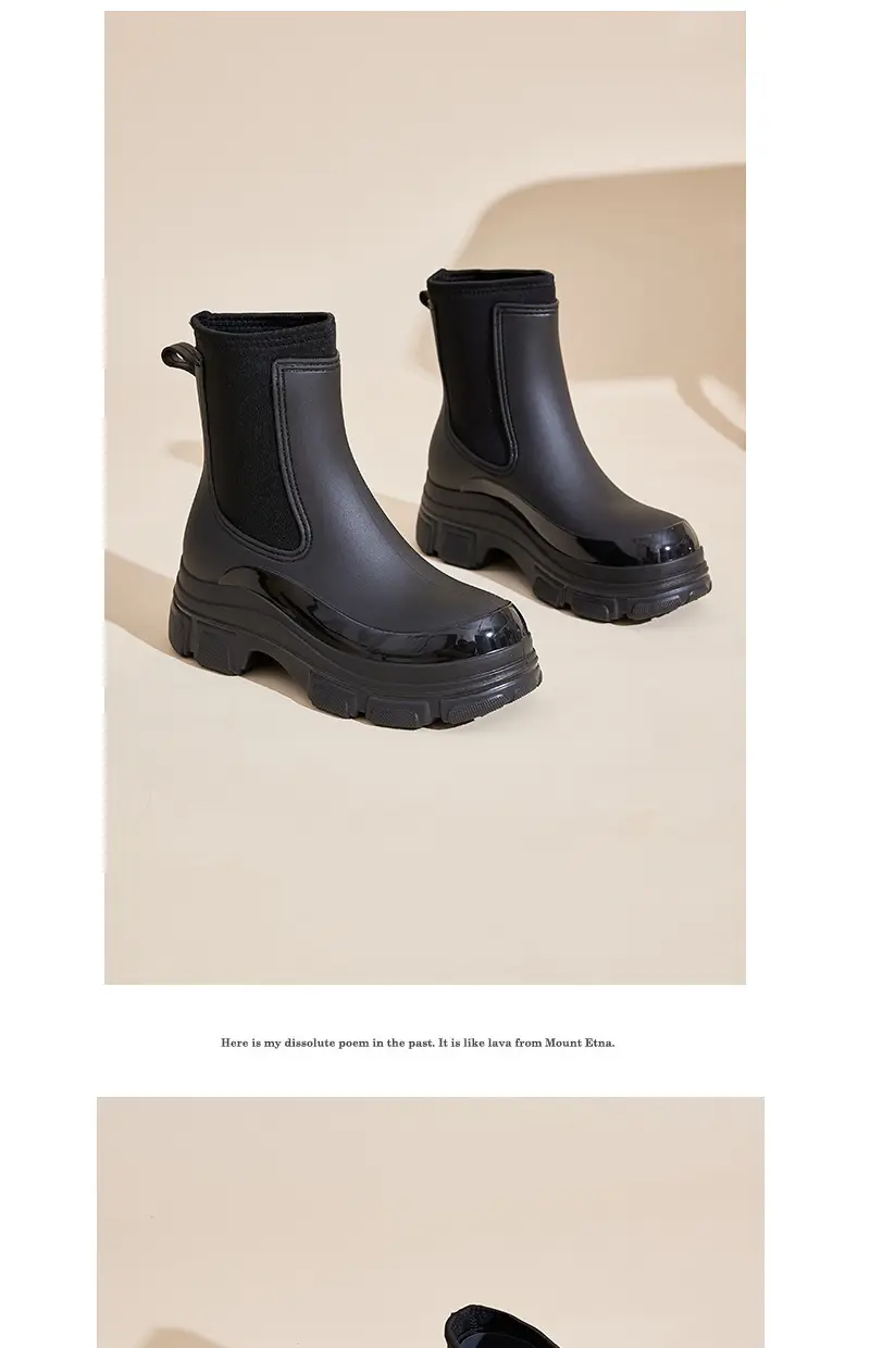Cross-Border Fashion Rain Boots for Women 2026 New Model Rain Boots Height-Increasing Waterproof Shoes Chelsea Short Boots Outdoor Non-Slip Rain Boots — feature 36