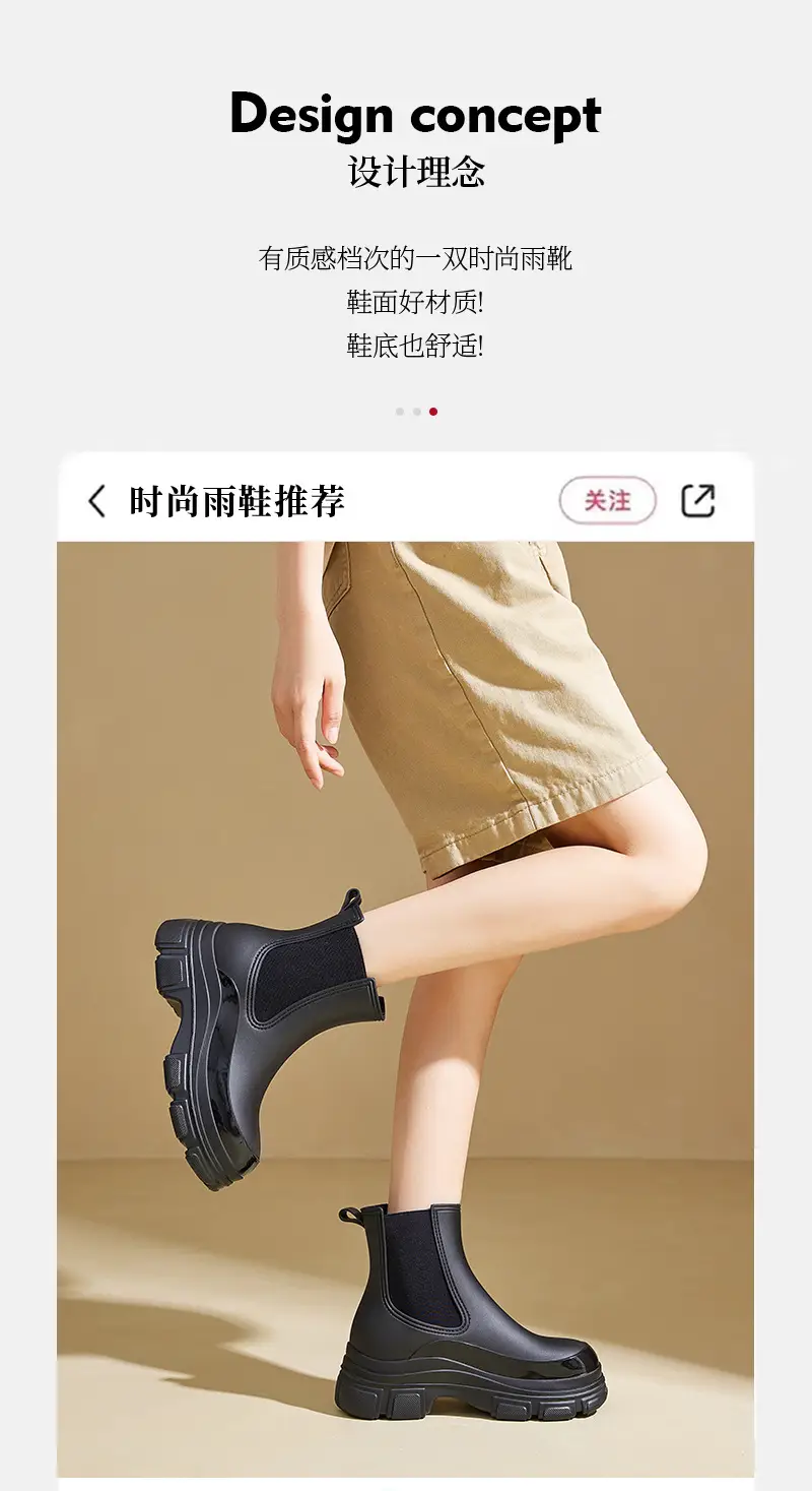 Cross-Border Fashion Rain Boots for Women 2026 New Model Rain Boots Height-Increasing Waterproof Shoes Chelsea Short Boots Outdoor Non-Slip Rain Boots — feature 4