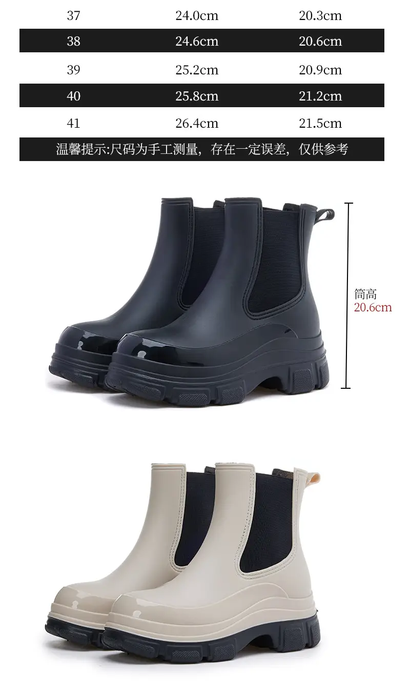 Cross-Border Fashion Rain Boots for Women 2026 New Model Rain Boots Height-Increasing Waterproof Shoes Chelsea Short Boots Outdoor Non-Slip Rain Boots — feature 7