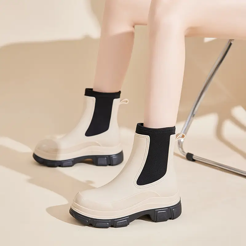 Cross-Border Fashion Rain Boots for Women 2026 New Model Rain Boots Height-Increasing Waterproof Shoes Chelsea Short Boots Outdoor Non-Slip Rain Boots - Image 3