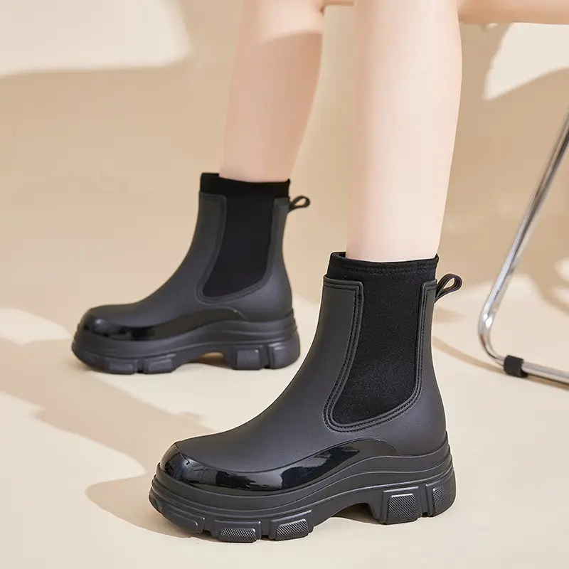 Cross-Border Fashion Rain Boots for Women 2026 New Model Rain Boots Height-Increasing Waterproof Shoes Chelsea Short Boots Outdoor Non-Slip Rain Boots - Image 4