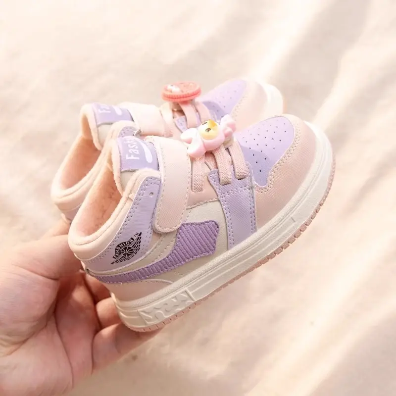 Women's Baby Shoes Black White Cotton Sneakers for Boys