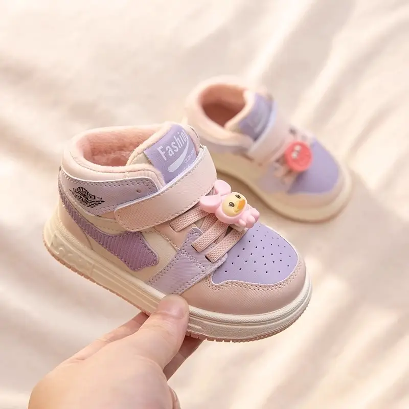 Women's Baby Shoes Black White Cotton Sneakers for Boys