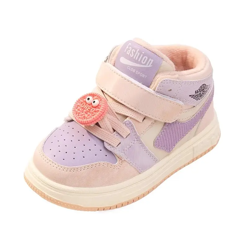 Women's Baby Shoes Black White Cotton Sneakers for Boys