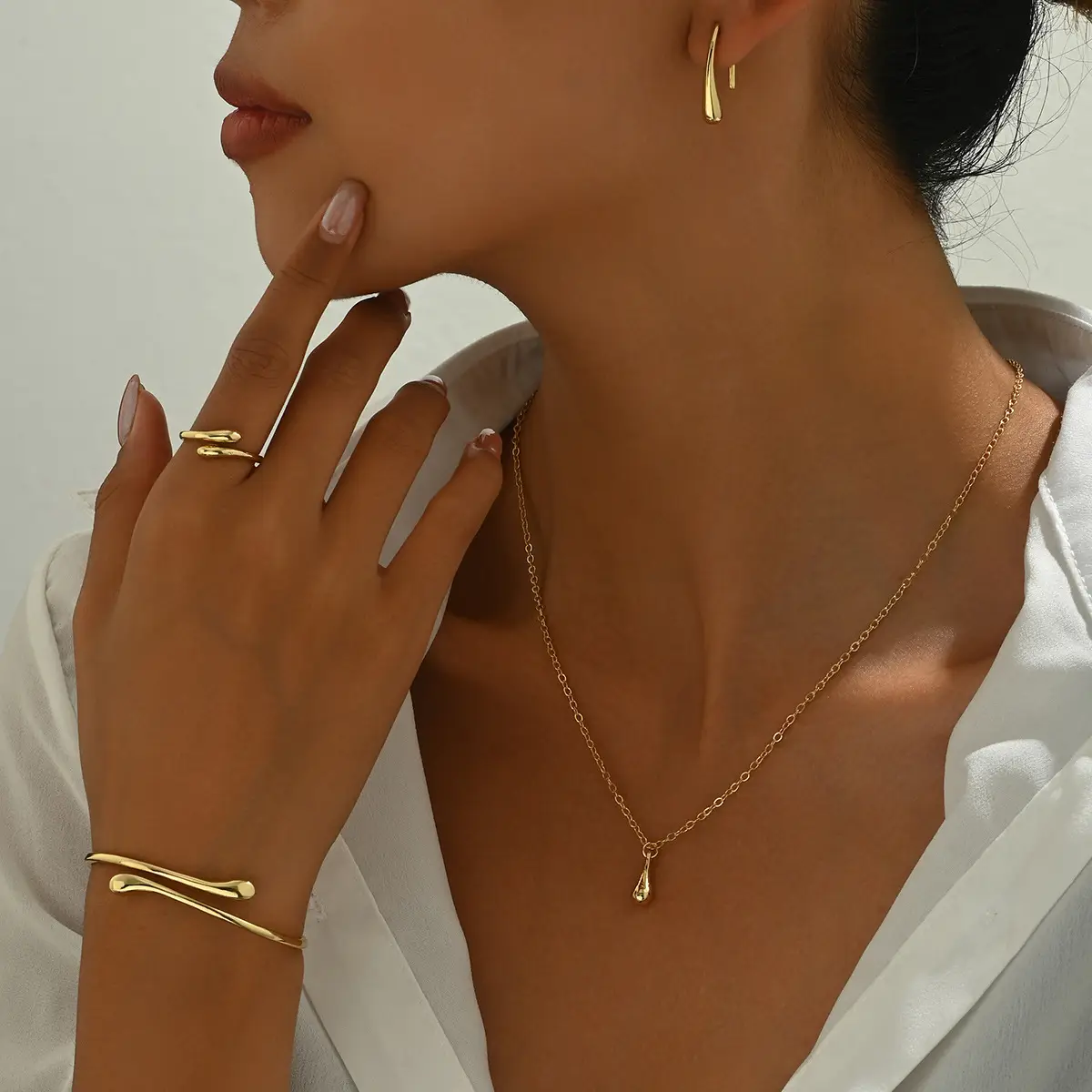 Korean Style Gold Jewelry Set for Women